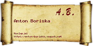 Anton Boriska névjegykártya